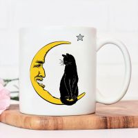 Moon and Black Cat Print Ceramic Mug Tea Cups New Year Gift Coffee Mug Juice Mugs Practical Environment Protection Water Cup