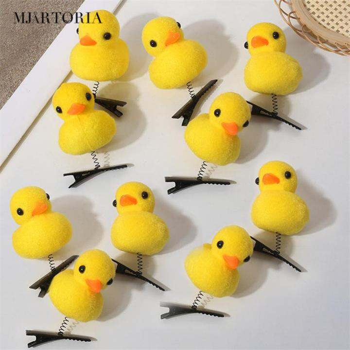 10Pcs Duck Animal Hair Slide Clips Wholesale Flocking Duckclip Night ...