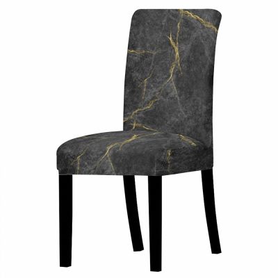 Marble Style Spandex Stretch Chair Cover Dining Room Anti-dirty Elastic Seat Cover Removable Wedding Party Living Room Supplies