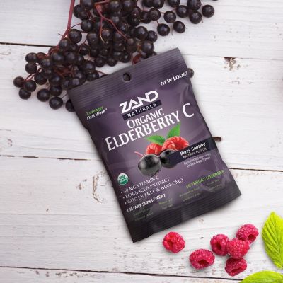 Zand Organic Elderberry + VitaminC Berry Soother 18 Throat Lozenges ออร์แกนิค ลูกอม เอลเดอร์เบอร์รี่ วิตามินซี Candy
