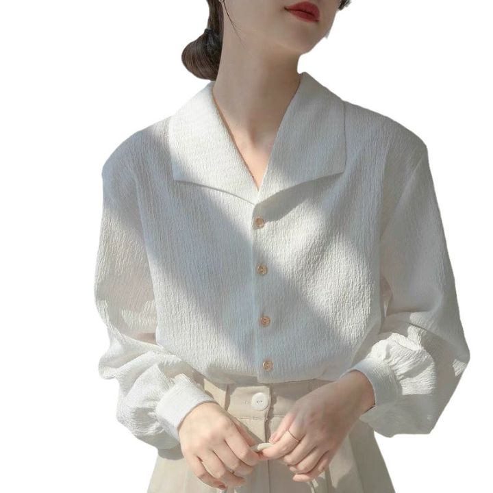 white-shirt-womens-advanced-texture-design-sense-niche-shirt-womens-2023-autumn-loose-french-style-temperament-top-2023