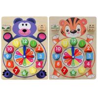 Clock Puzzle Cute Educational Building Blocks Cartoon Clock Toy Holiday Gift Safe Wood Toy Learning Clock for Number Operation Visual Perception workable