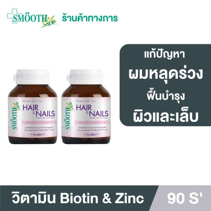 แพ็ค-2-smooth-life-biotin-amp-zinc-90-เม็ด-อาหารเสริม-ตัวช่วย-แก้ปัญหา-เส้นผม-หนังศีรษะ-ผิว-amp-เล็บ