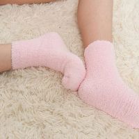 Women Girl Winter Warm Thicken Coral Fleece Fluffy Solid Color Sleep Bed Socks