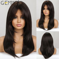 GEMMA Long Straight Wig Black Layered Synthetic Wigs with Bangs for Women Cosplay Lolita Daily Party Heat Resistant Fibre Hair