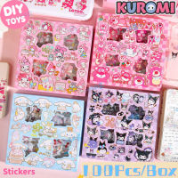 Sanrio Kuromi สติกเกอร์ Cinnamoroll 100ชิ้นสติกเกอร์การ์ตูนที่สร้างสรรค์ทำนองกันน้ำชุดสติกเกอร์ตกแต่งของขวัญวันเกิดบัญชีมือ