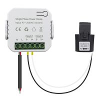 1Set Tuya Smart Zigbee Energy Meter 80A with Current Transformer Clamp KWh Power Monitor 90- 250V(1CT) Plastic Electricity Statistics White