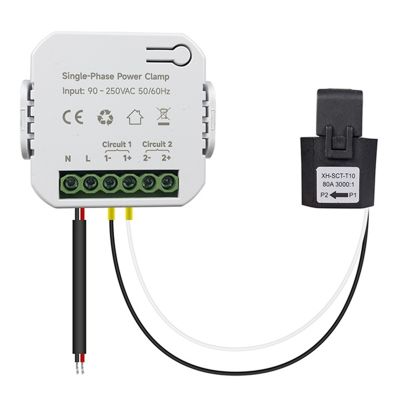 1Set Tuya Smart Zigbee Energy Meter 80A with Current Transformer Clamp KWh Power Monitor 90- 250V(1CT) Electricity Statistics White