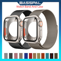 สายสายใส่ข้อมือ BassPal + สายรัดเคสสำหรับ Apple Watch 44มม. 40มม. 45มม. 41มม. สร้อยข้อมือ I Watch Series SE 4 5 6 7 8อัพเกรดพิเศษ49มม. ฝาครอบเคส