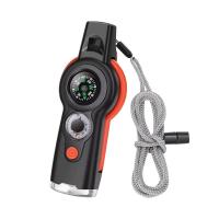 7 in 1 Outdoor Survival Whistle Multi-function Emergency Life Saving Tool Camping Hiking Accessory with Compass Thermometer LED Survival kits