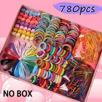 Children Colorful Nylon Elastic Hair Bands For Baby Girls Rubber Bands Set Kids 770Pcs Ponytail Holder Headband Hair Acc