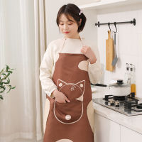 Hand wiping apron waterproof and oil-proof cute cartoon lady sveless belt apron adult cooking oil-proof apron ISBM