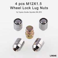 M12x1.5 Car Anti Theft Steel Wheel Lock Lug Nuts Tyre Chrome Locking Nuts 4 1 Set For Toyota Honda Acura US