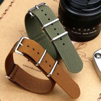 Tali Jam Bergaris 20Mm 22Mm 18Mm Tali Militer Nilon Kasar Tali Jam Tangan Retro Tali Kain Balistik Kepang