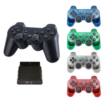 【DT】hot！ Transparent Color Gamepads Controller PS2 Video Game Console With 2.4G Receiver