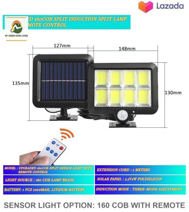 Efficient 160 LED Cob Solar Outdoor Lighting Portable Motion Sensor
