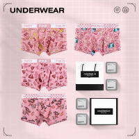 Fast Shipping New High -End Gift Box Installed Cotton MenS Flat -Angle Pants Pink Anime Cute Print Mid -Waist Youth