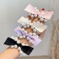 1 Pc Girls Pearl Bowknot Headwear Elastic Hair Bands Head Tie Rope Ponytail Hair Circle Headdress Woman Hair Accessories