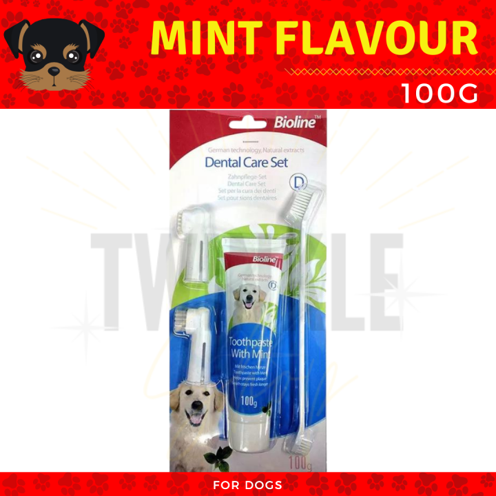 Bioline Mint Flavoured Dental Care Set with Toothbrush, Fingerbrush and