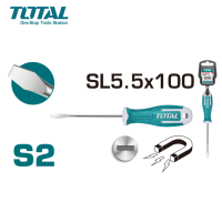 TOTAL ไขควงปากแบน รุ่นงานหนัก (ปลายแม่เหล็ก) รุ่น THT265100 / THT266150 (Slotted Screwdriver)