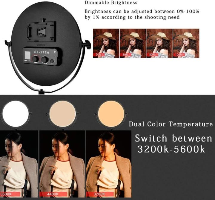 ไฟ-led-soft-light-รุ่น-sl-272a-ไฟกลมปรับแสงได้-สำหรับงานถ่ายภาพนิ่งและงานถ่ายวิดีโอ-สามารถปรับอุณหภูมิแสงได้ตั้งแต่-3200k-5600k-รับประกัน-1-ปี