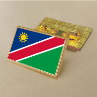 Namibia flag pin 2.5*1.5cm zinc alloy die-cast PVC colour coated gold rectangular medallion badge without added resin