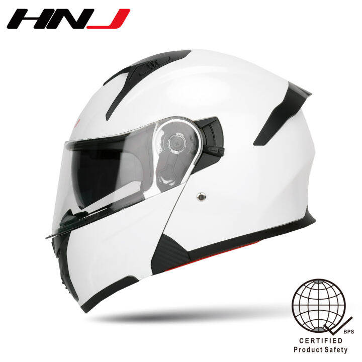 Hnj Ym Plain Motorcycle Helmet Full Face With Icc Dual Visor Modular For Men And Women