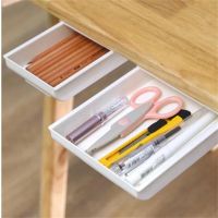 Self Stick Pencil Tray Under Desk Drawer Storage Box Hidden Stationery Organizer Stand Office Home Storage Punch-Free