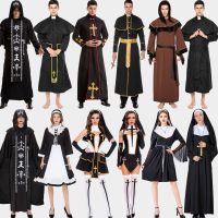 original Halloween nun adult cosplay male priest costume Virgin Mary priest medieval monk costume