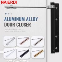 ❡﹉ NAIERDI Aluminum Alloy Adjustable Door Closer 50KG Automatic Door Closer Pulley Silent Soft Close Door Heavy Duty Door Hardware