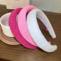 [COD] ins plush geometric hair hoop powder pink tender high skull top wide side head Korean simple all-match accessories for women