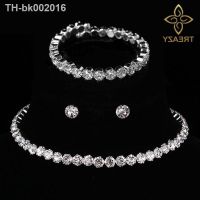 ♦✆ TREAZY Circle Crystal Bridal Jewelry Sets Silver Color African Beads Rhinestone Wedding Necklace Earrings Bracelet Set For Women