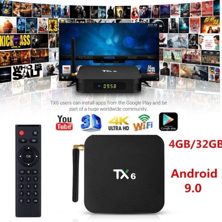 TX6 Smart Android 9.0 TV BOX 4G 32G BT 4.1H.265 Set Top Box Media