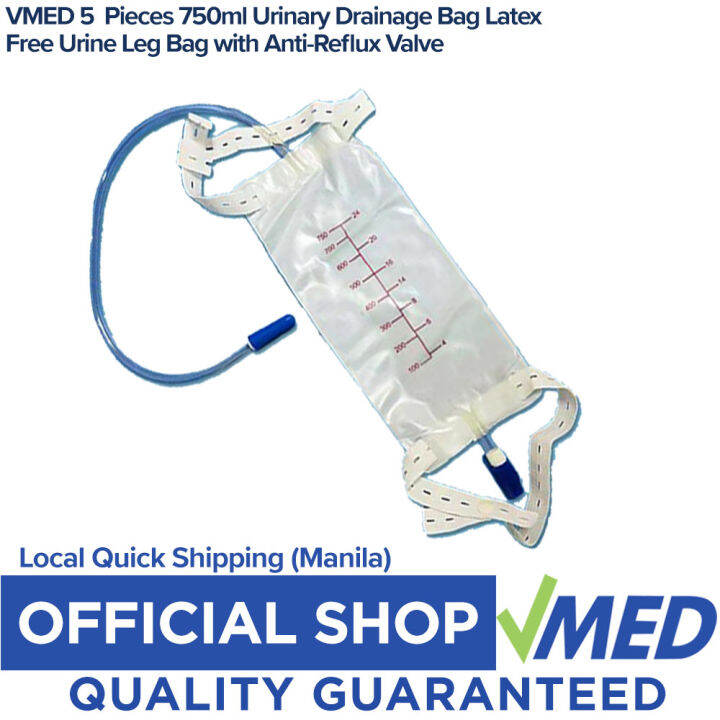 VMED 5 Pieces 750ml Urinary Drainage Bag Latex Urine Leg Bag with Anti ...