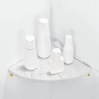 1Pcs Marble Aluminum Triple-cornered Shelf Bathroom Corner Shelf Wall Hanging Shower Room White Corner Wall Shelves