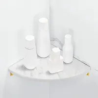 1Pcs Marble Aluminum Triple-cornered Shelf Bathroom Corner Shelf Wall Hanging Shower Room White Corner Wall Shelves