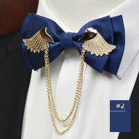 Designers Brand Metal Golden Wings Bow Tie Men Double Layer Bowtie Wedding Casamento Gravata Borboleta Butterfly Wine Red