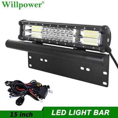 【CW】 SUV Car Front  216W 15 quot; Bar License Plate Bracket Offroad Truck Driving Lights Holder