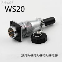 Chassis Panel Mount Aviation Cable Connector WS20 2-3-4-5-6-7-9-12 Core Metal Connector Square Flange 20mm Plug and Socket