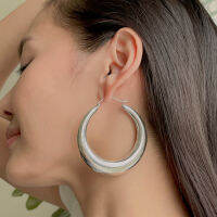 Large sterling silver statement hoops | 60mm hoops | Crescent ear hoops | Broad and chunky hoops | Gifts for her | E968