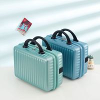 Portable cosmetic case 14 inch suitcase small mini travel bag solid color storage travel case