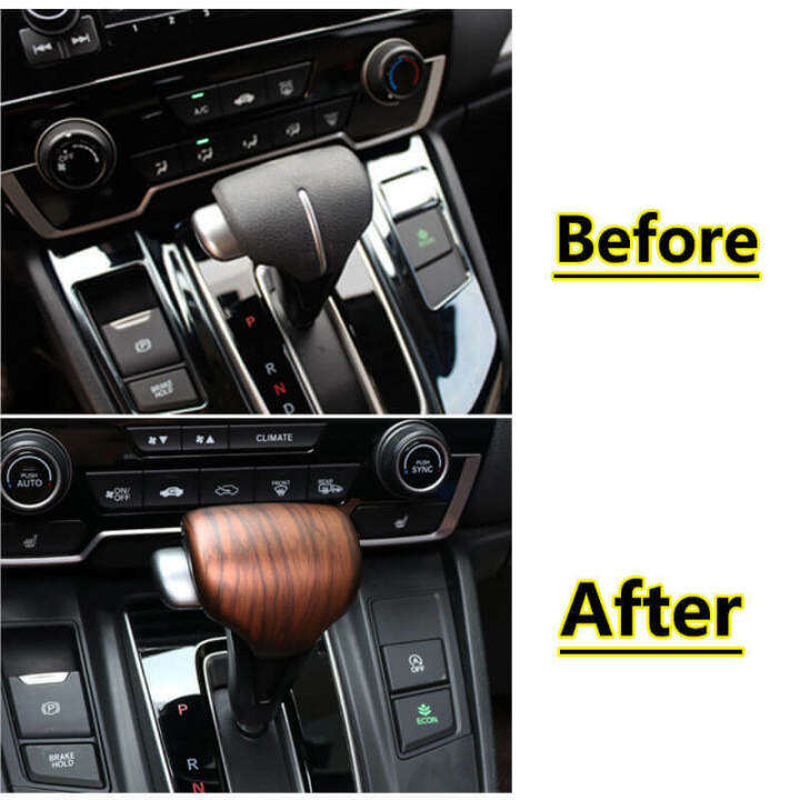 abs-peach-wood-grain-gear-lever-shift-knob-cover-trim-for-honda-cr-v-crv-2017-2020