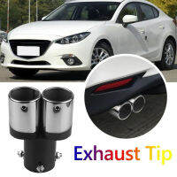 Dual Outlet ปลายท่อไอเสียรถยนต์สแตนเลส Auto Muffler Silencer Universal Repairing Parts Auto Accessories