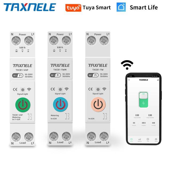 63A TUYA WIFI Smart Switch 1P Circuit Breaker Energy Meter KWh Power ...