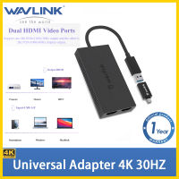 WAVLINK USB 3.0 ถึง Dual HDMI อะแดปเตอร์กราฟิก USB ถึง Type-C ถึง Dual HDMI ตัวแปลง Max 4K (380x2160) แสดงเอาท์พุทพร้อมกับพอร์ต Type-A/C และ Dual HDMI รองรับ Windows 7/8/8/10/10, Mac OS 10x10x หรือสูงกว่านั้น, Chrome