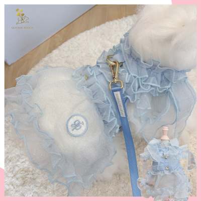 Glitter Pooch Harness ชุดรัดอก สายจูง เสื้อผ้า สุนัข, หมา, แมว, สัตว์เลี้ยง พร้อม สายจูง รุ่น Staring Night Blue