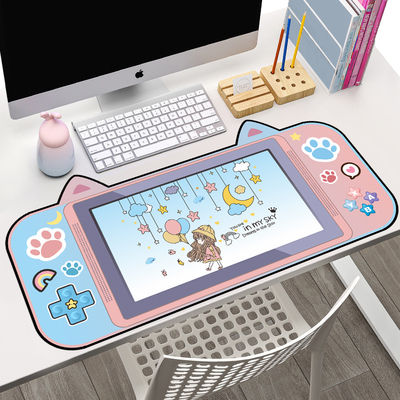 Cute Cartoon Cat Ear Mouse Pad Pink Large Animation Gamer Keyboard Non-slip Table Mat Suitable for Office Computer Accessories