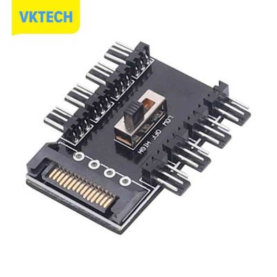 [Vktech] Splitter พัดลมระบายความร้อน Hub PC SATA 1ถึง8 3Pin 12V Power Socket PCB Adapter
