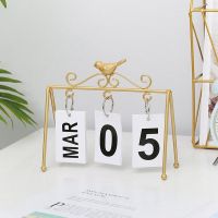 Standing Perpetual Calendar Metal Gold Desk Calendar Flip Perpetual For Daily Weekly Monthly Planner Vintage Home Calendar