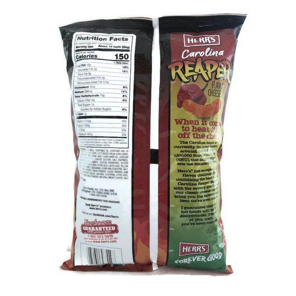Hot Herr’s Carolina Reaper Flavored Extra Hot Cheese Curls Gluten